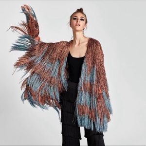 Zara metallic fringe cardigan 😍